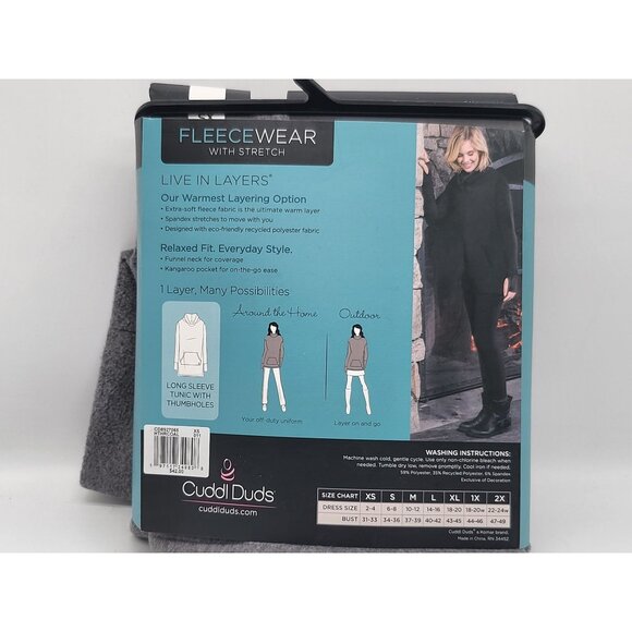 Cuddl Duds Fleecewear with Stretch Lounge Long Sleeve Tunic Womens Size XS‎ Grey - Picture 3 of 4
